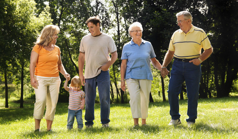 family walking